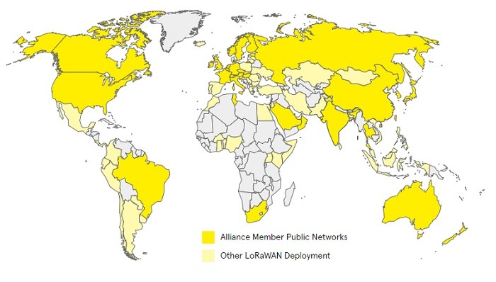 LoRaWAN Coverage Jan 24 2019 Source LoRa Alliance