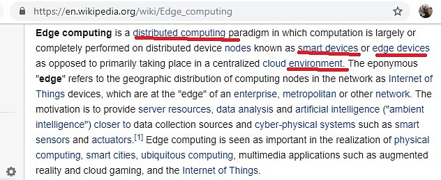 Wikipedia definition Edge Computing