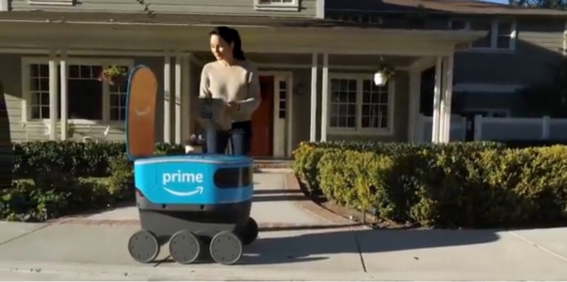 news amazon autonomous robot deliveries woman