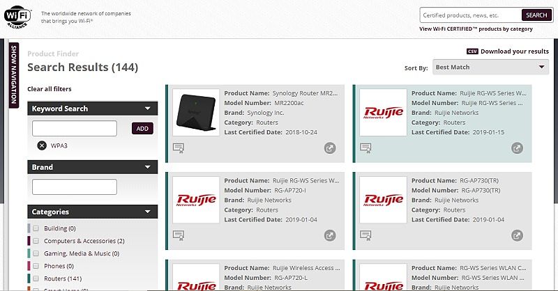 WPA3 Compliant Devices Wi Fi Alliance Website List