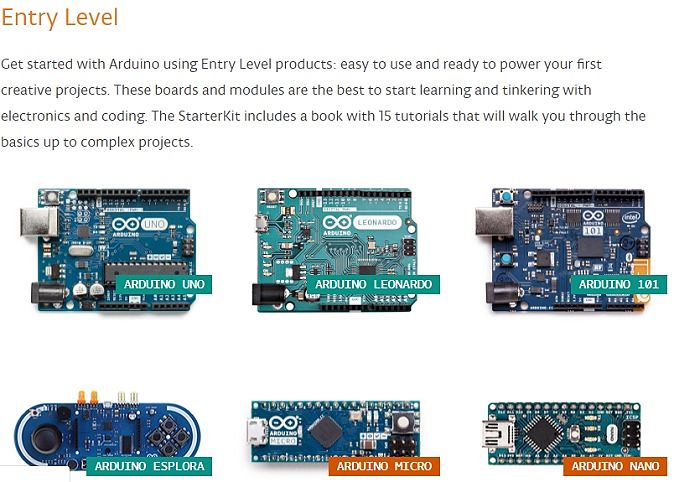 Arduino Entry Level Boards Selection