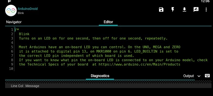Blink Led Code Arduinodroid