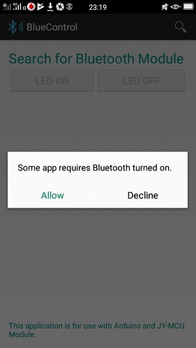 Bluetooth Turn On Bluecontrol App