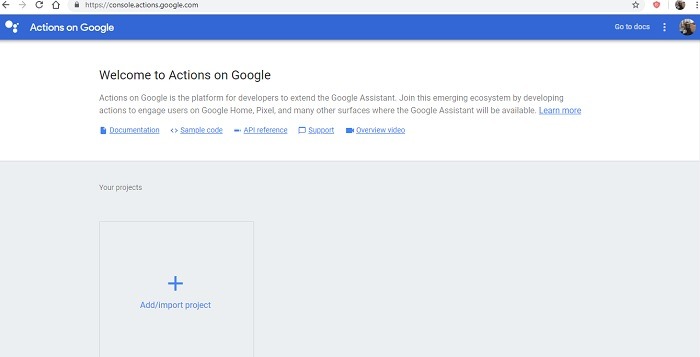 Console Action Google Developer Account