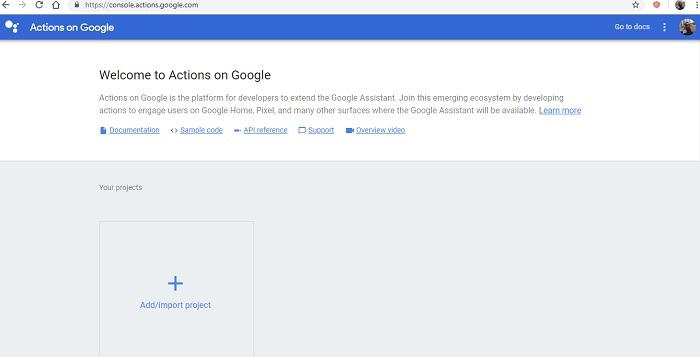 Console Action Google Developer Account