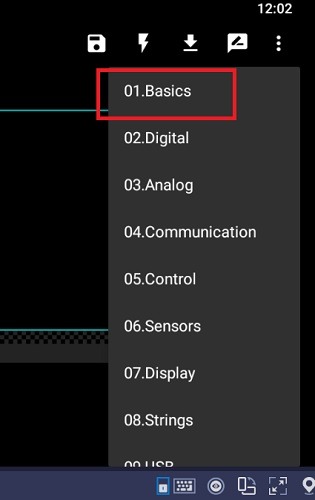 Select Sketches Basics Arduinodroid