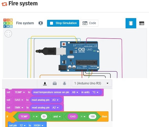 Simulation In Progress Fire Alarm Arduino Uno R3