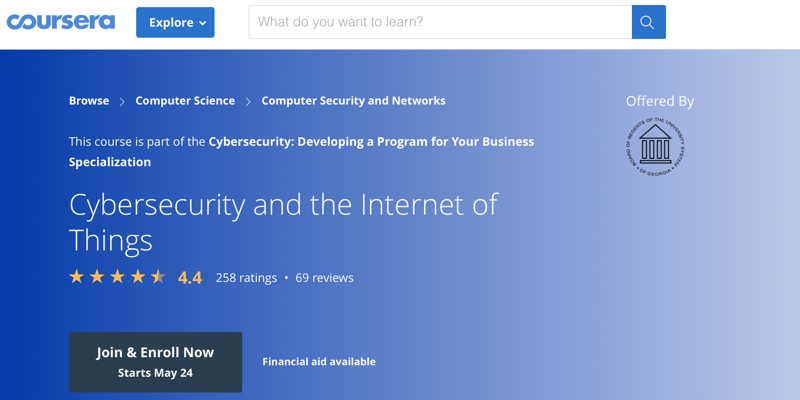 Iot Security Courses Coursera Cybersecurity And The Internet Of Things