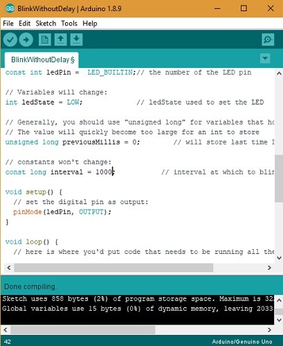 Arduino Blink Without Compiling Done