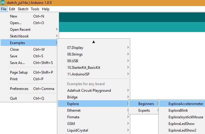 Arduino Esplora Accelerometer Code