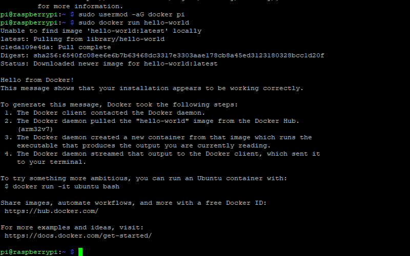 Docker Pi Hello World