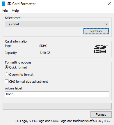 Raspberry Pi Formatting Sd Format Tool