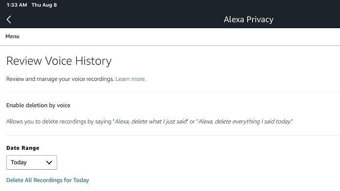 Alexa Delete Recordings