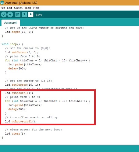 Auto Scrolling Lcd Arduino