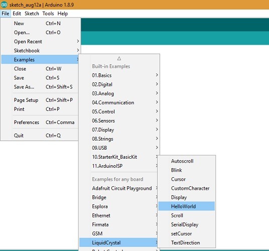Select Example Lcd Arduino Hello World 1