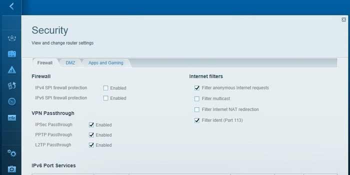 Router Iot Firewall Firewall Setup Screen