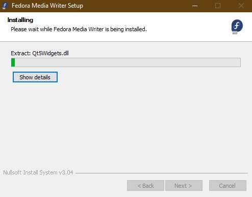 Fedora Media Writer Installing