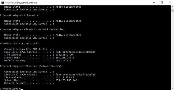 Ipconfig Output