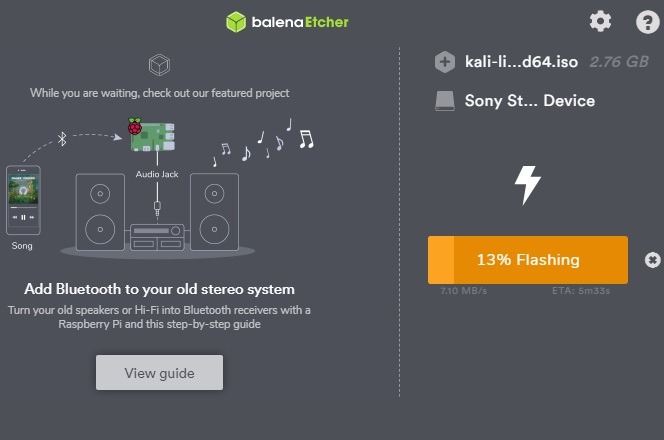 Flashing Kali Linux On Usb Drive Using Balena Etcher