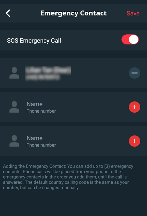 Coros App Emergency Contact