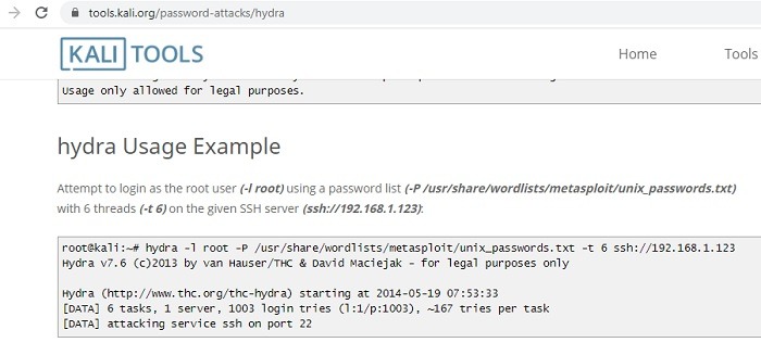 Kali Tools Hydra