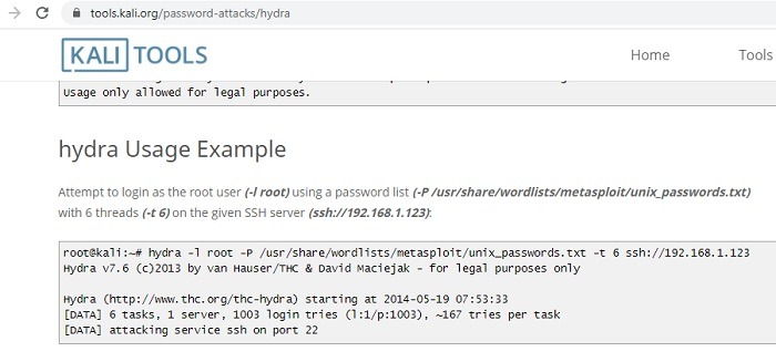 Kali Tools Hydra