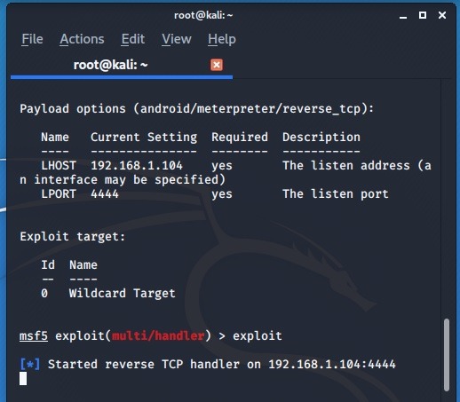 Access Android Kali Linux Initialize Exploit