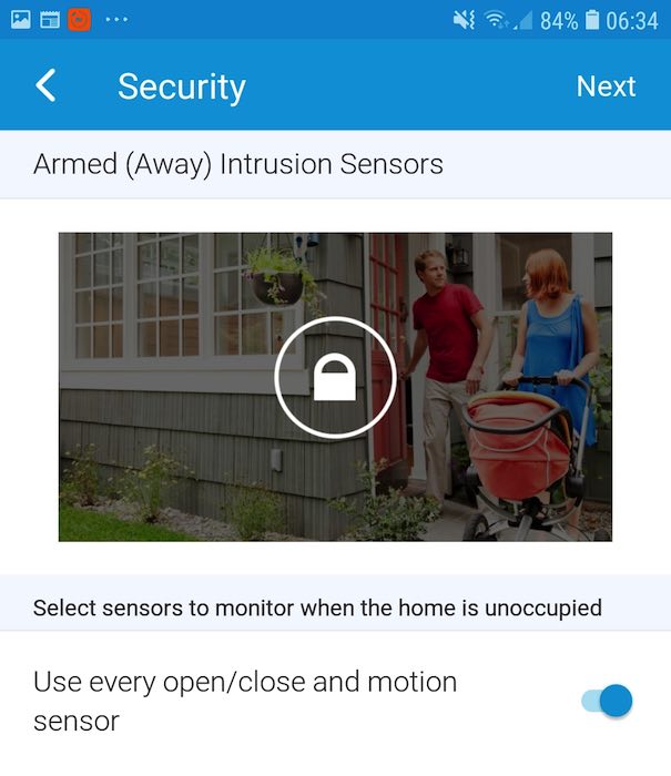 SmartThings supports two security states out-of-the-box: home and away