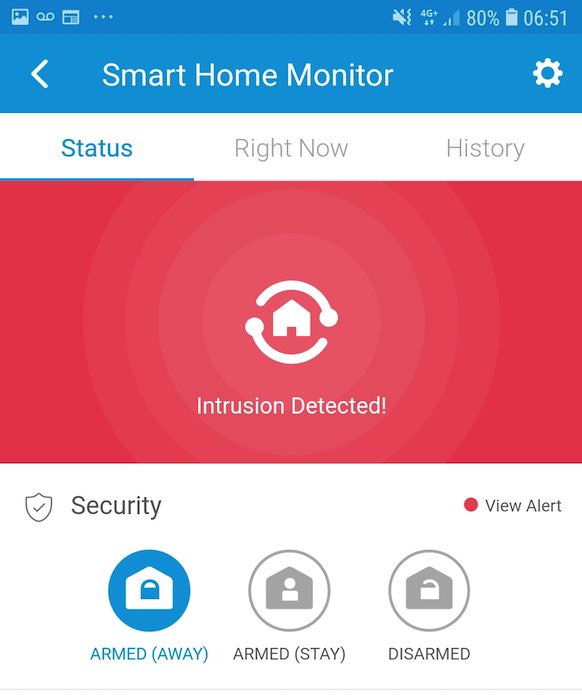 You can review all security incidents in the Smart Home Monitor tab.