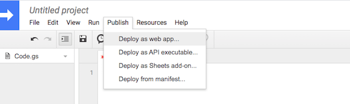 Smartthings Deploy As Web App We'll need to deploy this script as a web application.