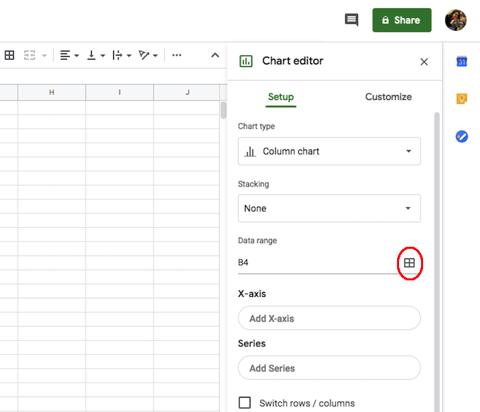 Select all of the SmartThings data you want to display in your chart.