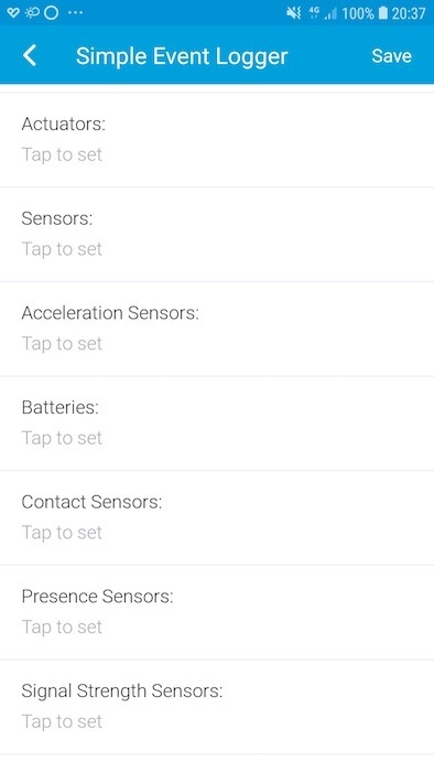 The Simple Event Logger app can record a range of data, from various SmartThings-compatible devices and sensors.