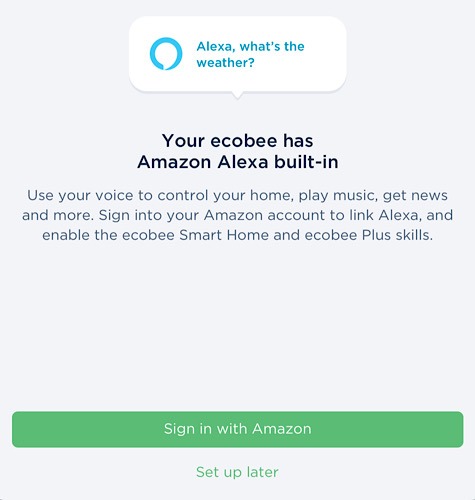 Ecobee Smartthermostat Voice Signin Alexa
