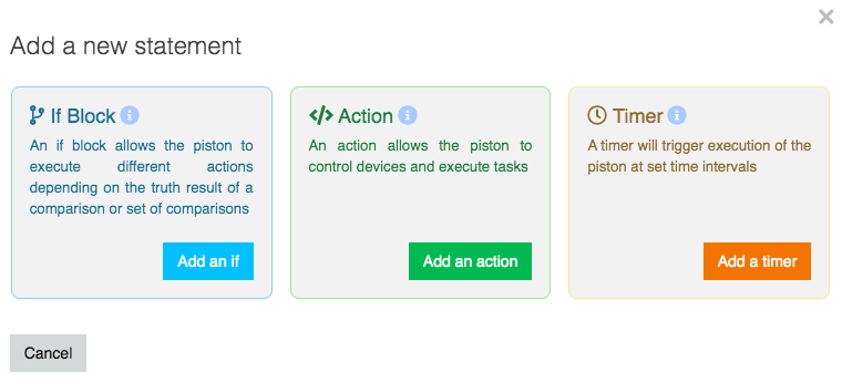 You can now choose to add an If Block, Action, or a Timer. 