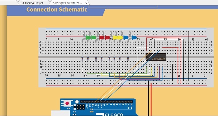 Connection schematic of Elegoo Kut available online. 