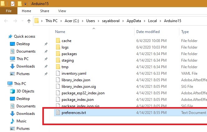 Arduino Change Background Preferences Open