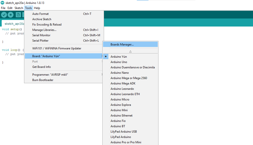 Boards Manager Arduino Ide