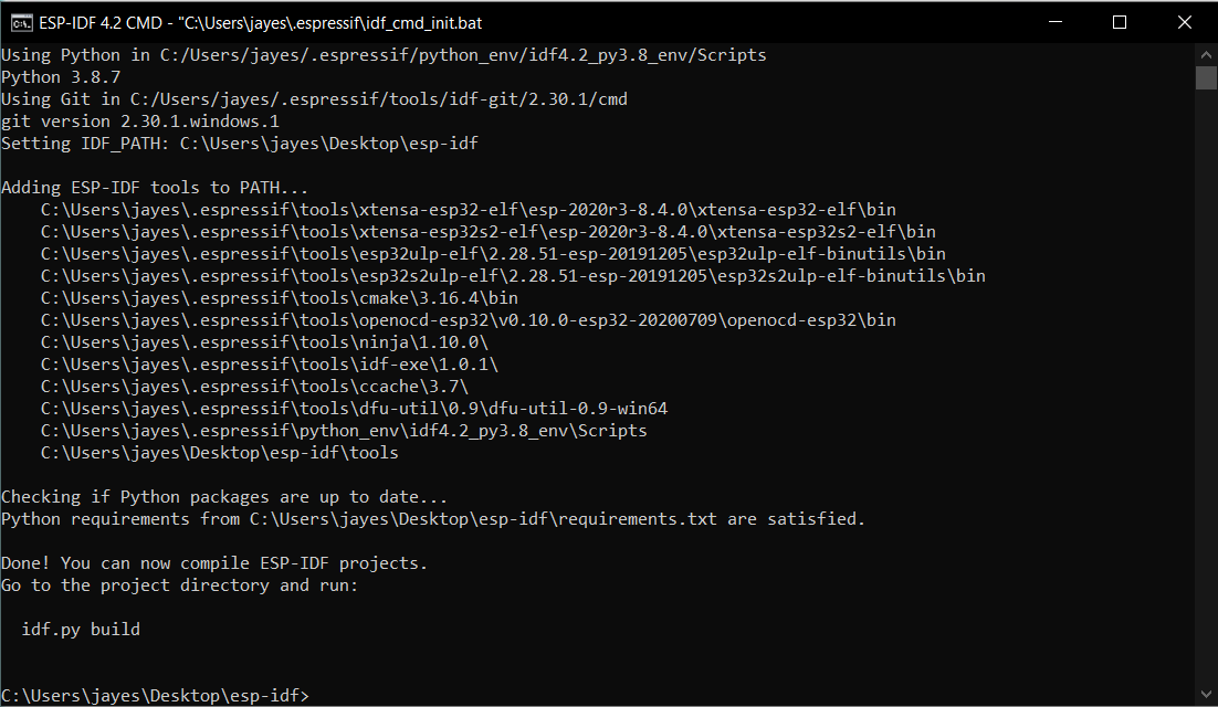 Cmd Environment Of Esp Idf