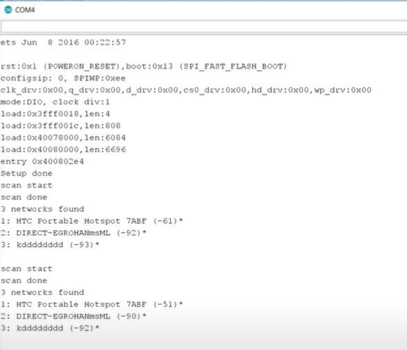 Output Of Wifi Scanning On Serial Monitor Of Arduino Ide