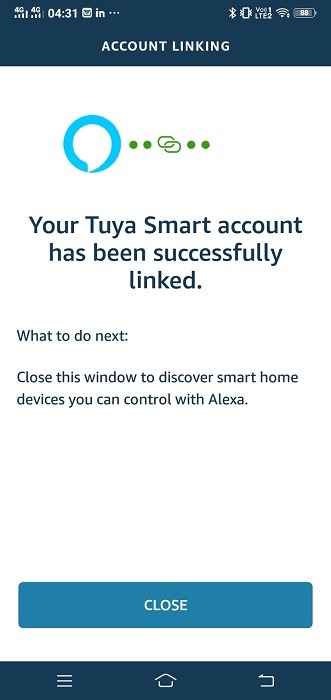 Tuya Smart Alexa Successfully Linked