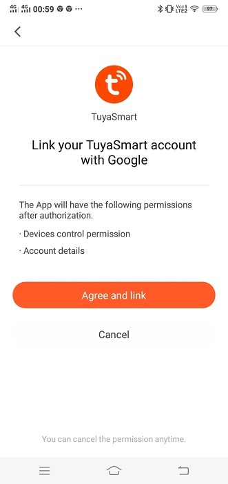 Tuya Smart Connect Google Home Agree