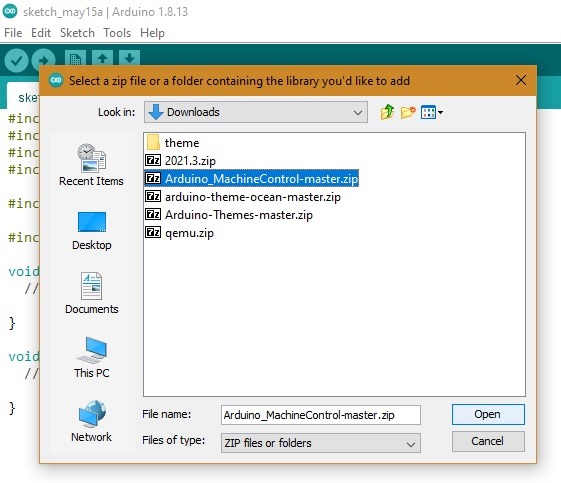 Arduino Libraries Importing Zip File