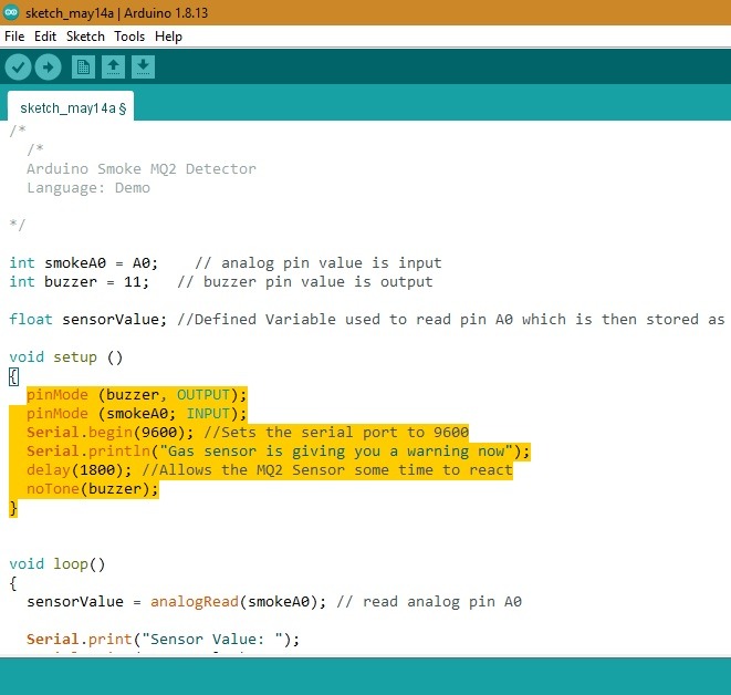 Arduino Smoke Detector Code First