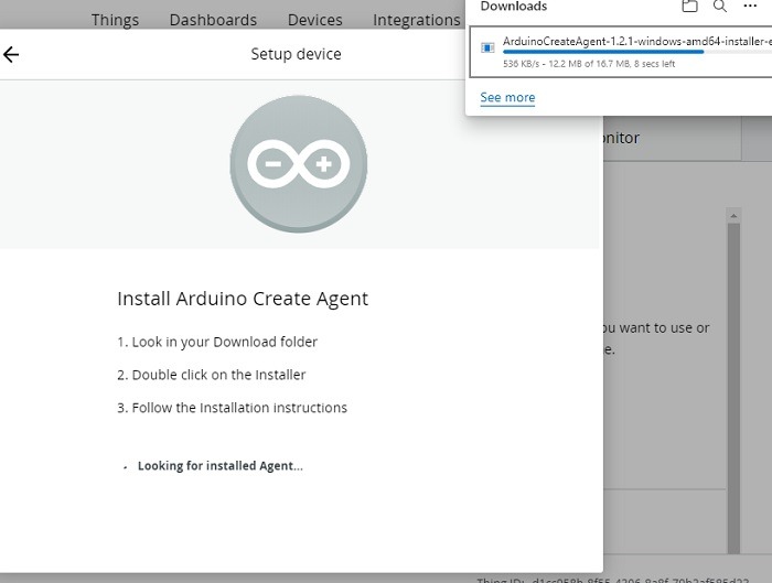 Arduino Web Editor Agent Installing
