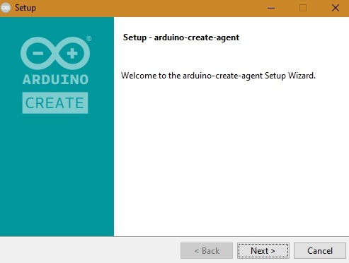Arduino Web Editor Agent Setup Screen