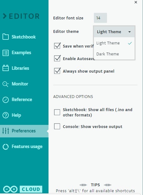 Arduino Web Editor Arduino Ide Preferences