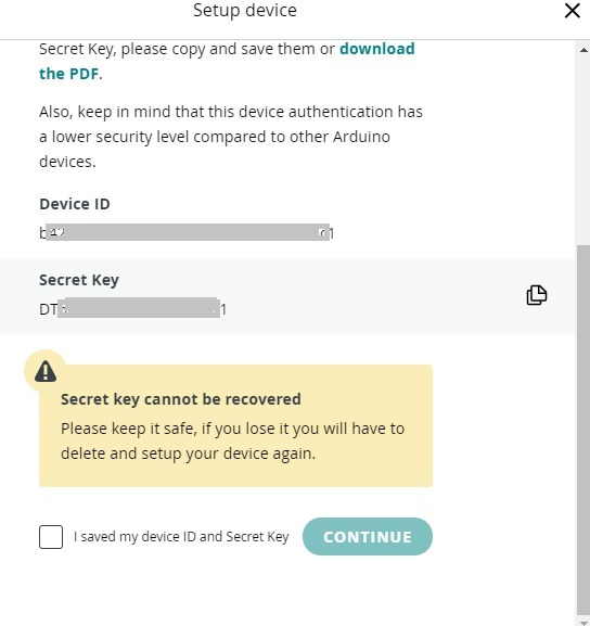 Arduino Web Editor Arduino Iot Cloud Device Id Secret Key