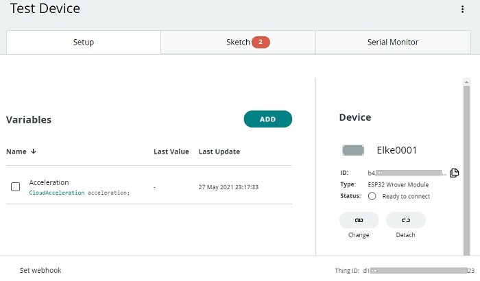 Arduino Web Editor Arduino Iot Cloud Final Device Setup Page