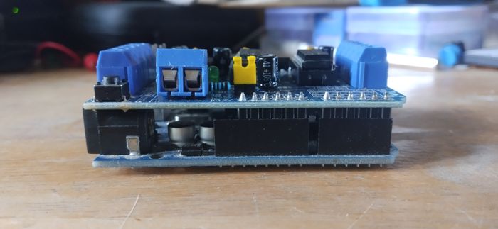 L293d Dc Motor Driver Shield Attached To Arduino