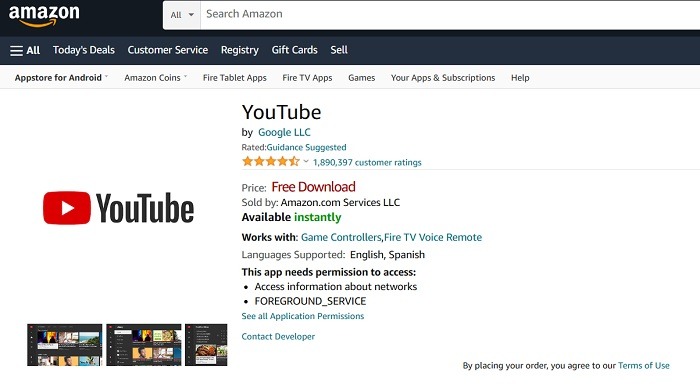 Download YouTube app in Amazon App Store for Android. 